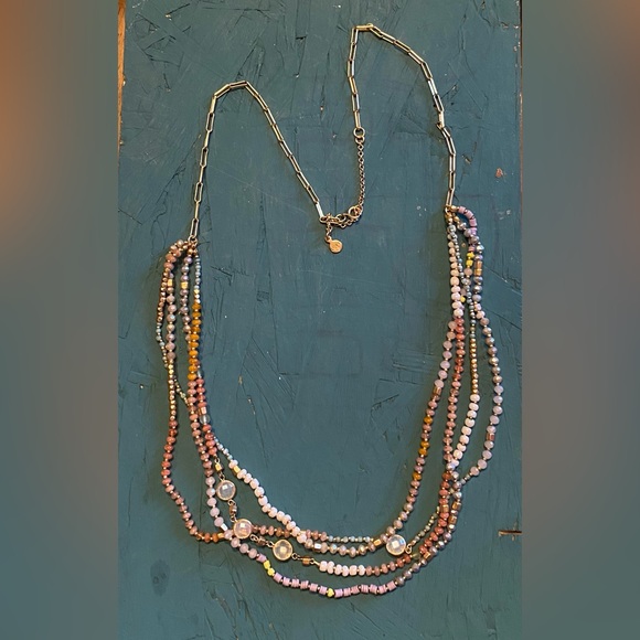 Multi strand Loft necklace pastel colors - Picture 1 of 3